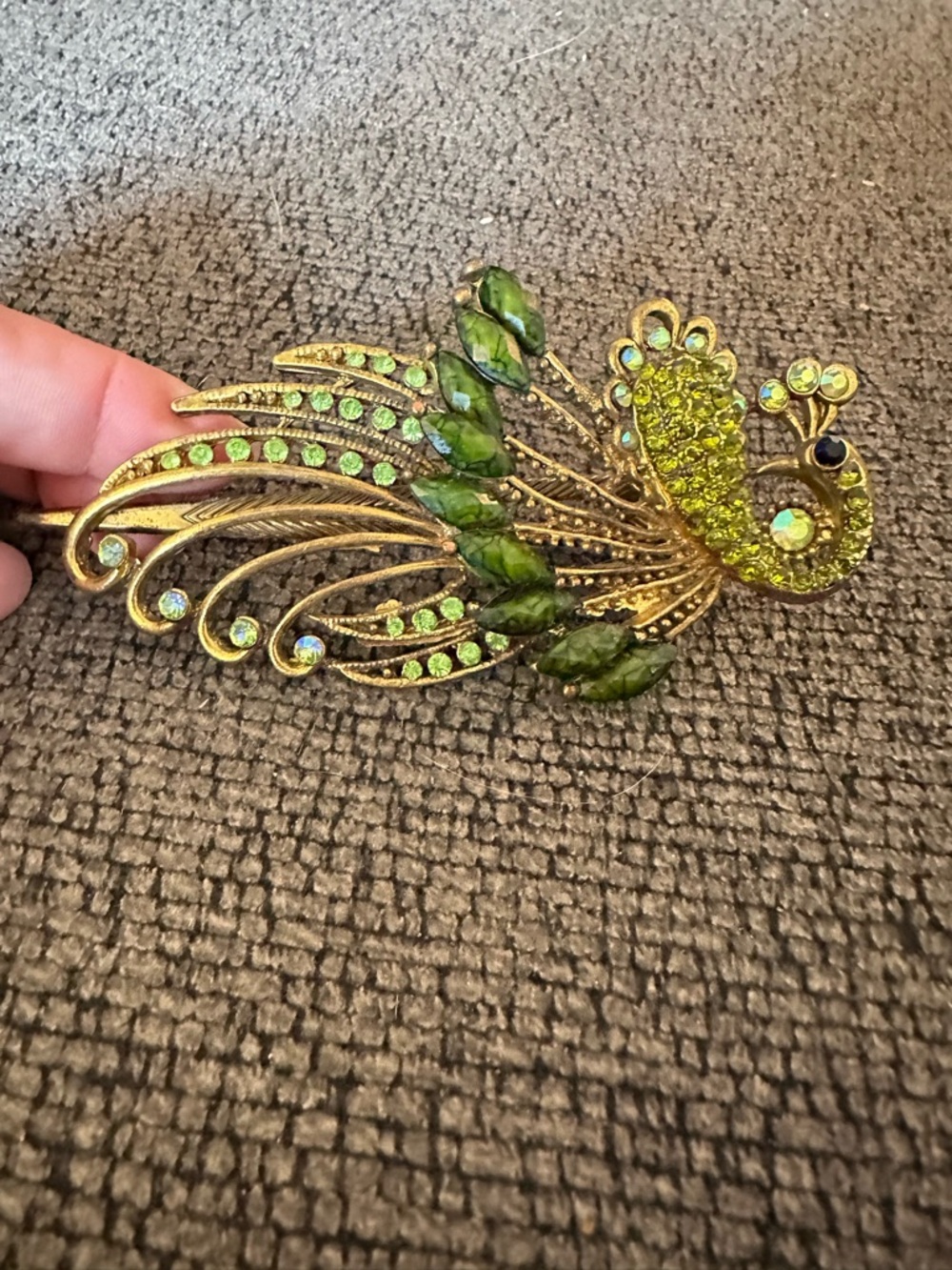 Vintage Green Rhinestone Peacock Hair accessorie